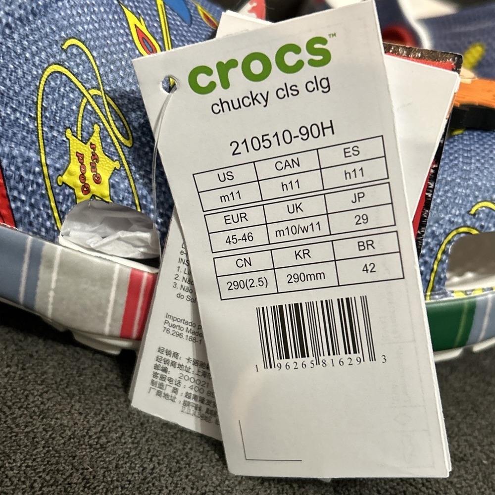 Crocs Chucky Classic Clogs Men 11 Blue Halloween Horror Slip On Shoes 210510-90H - Picture 7 of 9
